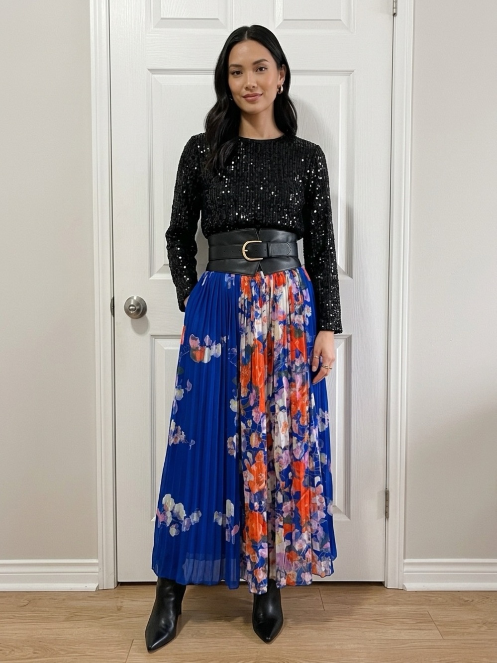 Me 2 Magic Day-to-Night Multi-Layer Floral Maxi Skirt Smocked Waist - Size S